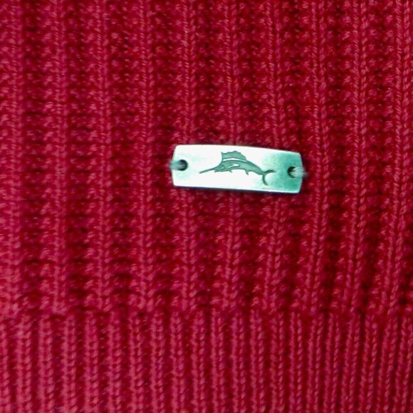 NEW! Tommy Bahama 1/4 Zip Waffle Knit Sweater Cashmere Blend Burgundy Red SZ L - Picture 6 of 8